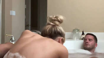 Beautiful blonde and companion in a bathtub: X video on OnlyFans