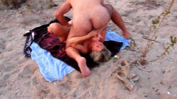 Naturist beach: Surprised by a stranger and his large penis