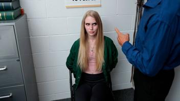 Emma Starletto: Case #3067950 - July 29, 9:45 AM. The suspect is a young blonde. Identified as Emma Starletto. After her arrest, the suspect attempted to steal items from the loss prevention office. To control it, the agent uses strict disciplinary methods. The rest of the case is classified.