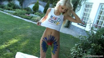 Lolly, the seductive blonde and her body painting