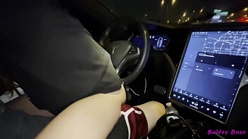 Teen Bailey and her Tesla: Fun in the car - 4k