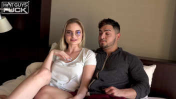 Blonde with Glasses Excited by a Manly Man: Savannah Camon Loves a Muscular Young Man