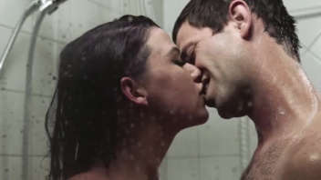 Hot shower with hungry brunette