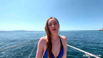 French Redhead Unleashed on a Yacht: Striptease, Dildo and Double Penetration