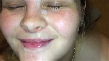 Teen gives epic blowjob and receives powerful facial