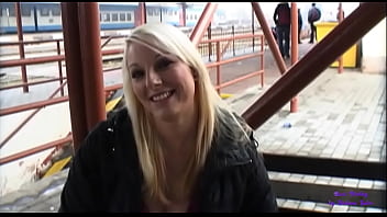 Young blonde slut prostitutes herself for money