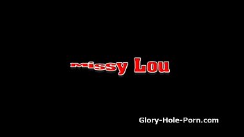 Busty slut sucks in a gloryhole