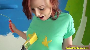 Redhead teen in hard anal action